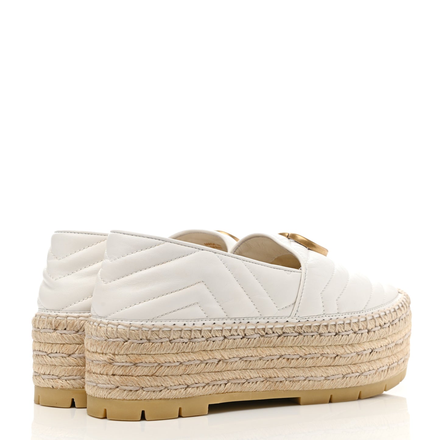 Nappa Matelasse GG Marmont Platform Espadrilles 38 Great White