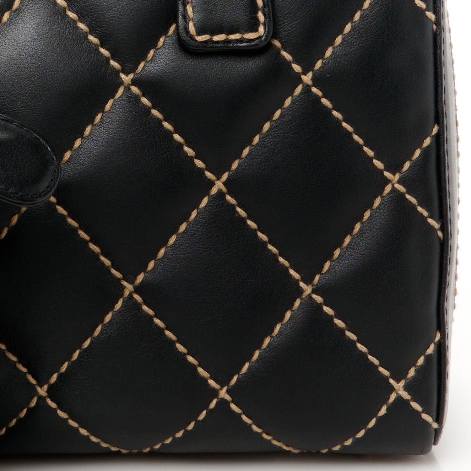 Chanel Calfskin Wild Stitch Top Handle Bag Black 10 of 12
