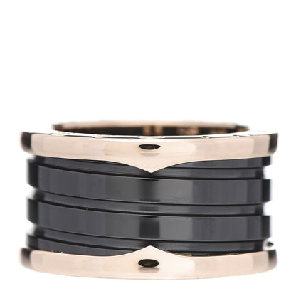 Bulgari 18K Rose Gold Black Ceramic B.Zero1 Four-Band Ring 55 7.25 1 of 6
