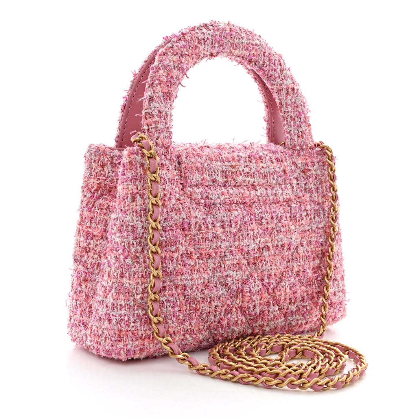 Tweed Quilted Nano Kelly Shopper Pink