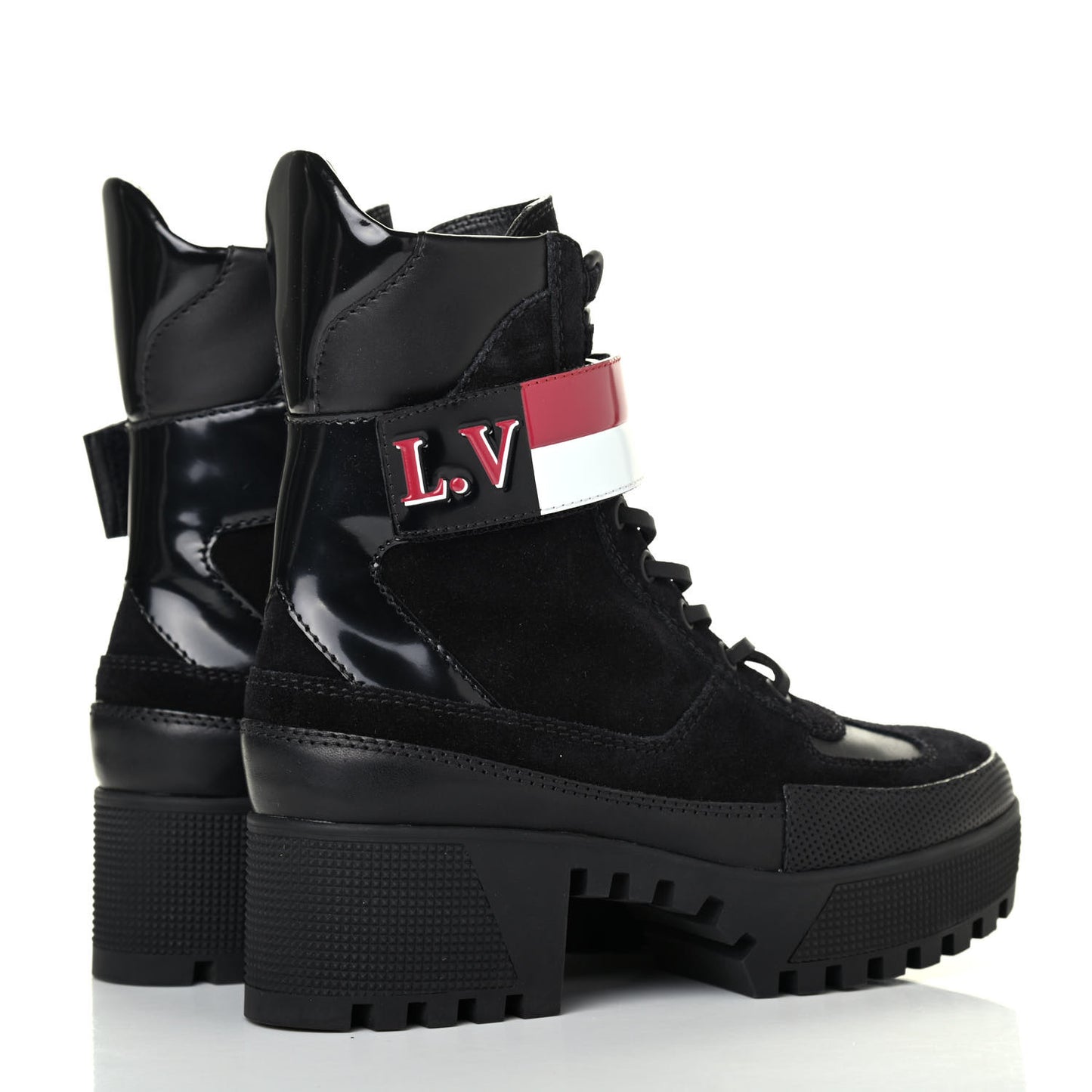 Suede Calfskin Laureate Platform Desert Boots 36 Black