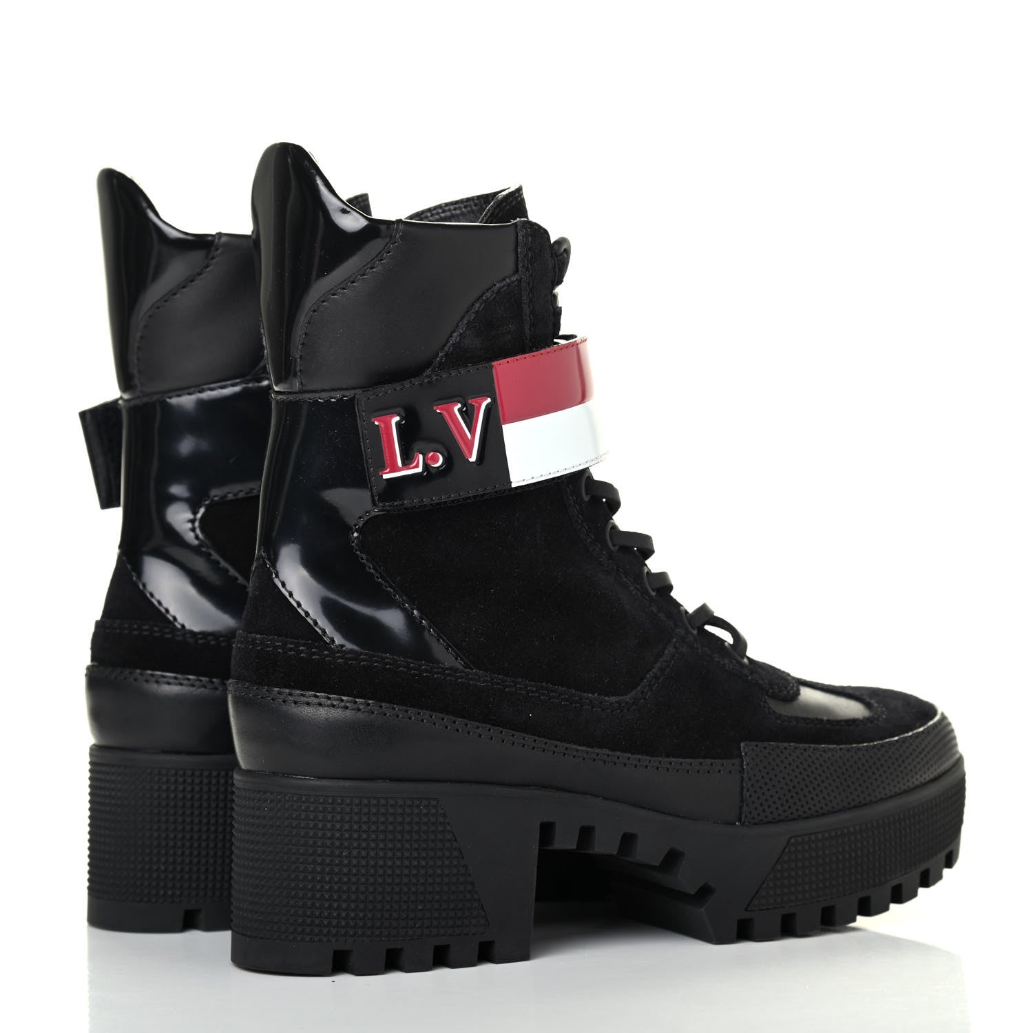 Louis Vuitton Suede Calfskin Laureate Platform Desert Boots 36 Black 3 of 4