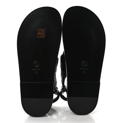 Chanel Grained Calfskin Velcro Dad Sandals 38 Black 5 of 8