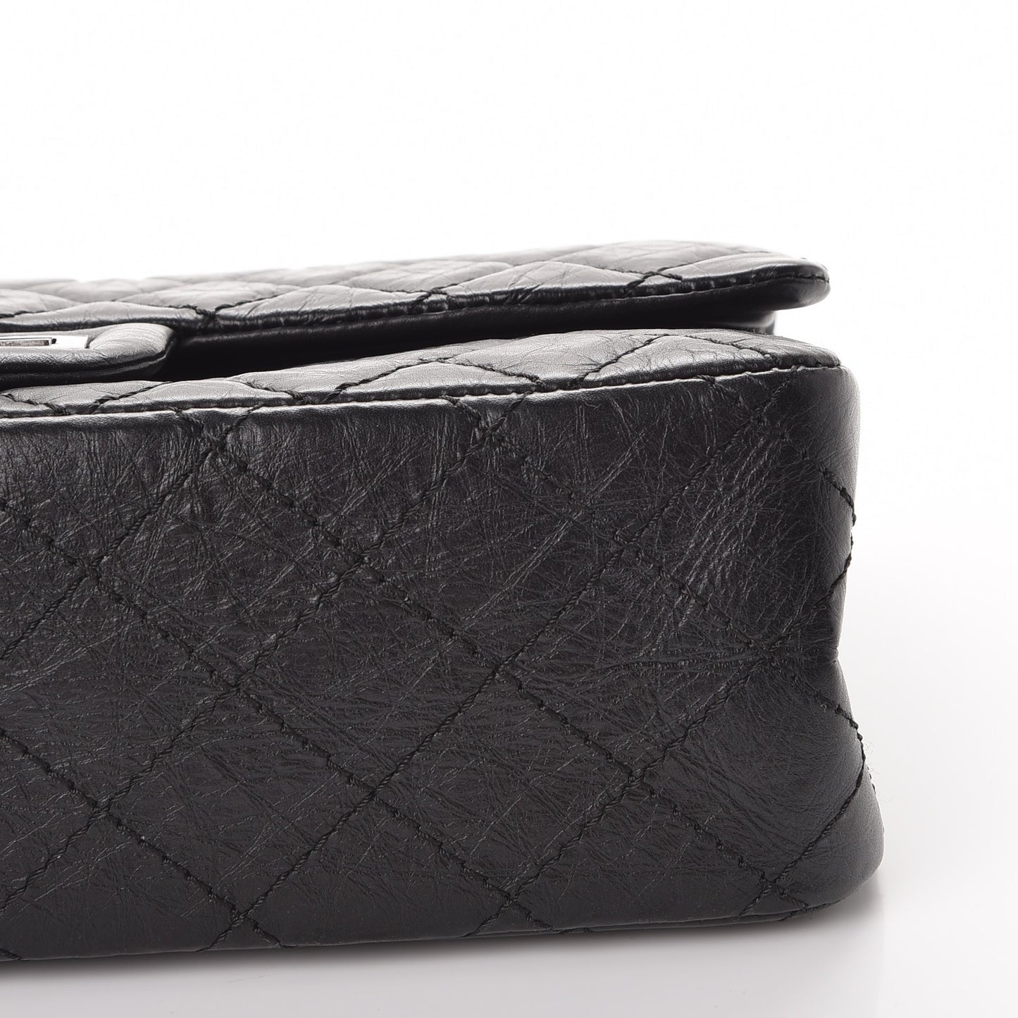 Aged Calfskin Quilted 2.55 Reissue 225 Flap Black