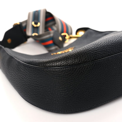 Prada Vitello Phenix Zippered Messenger Hobo Black 7 of 8