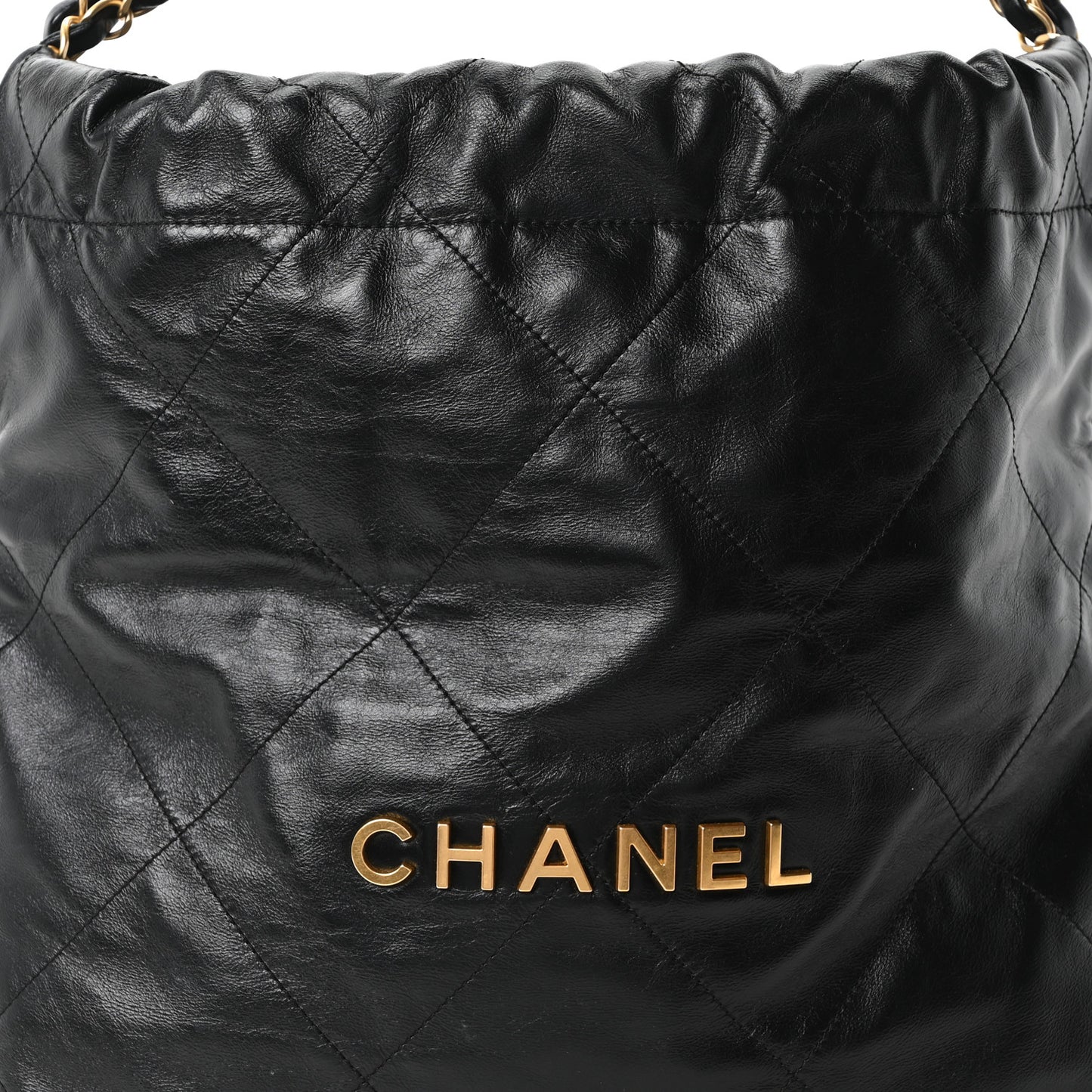 Shiny Calfskin Quilted Small Chanel 22 Black