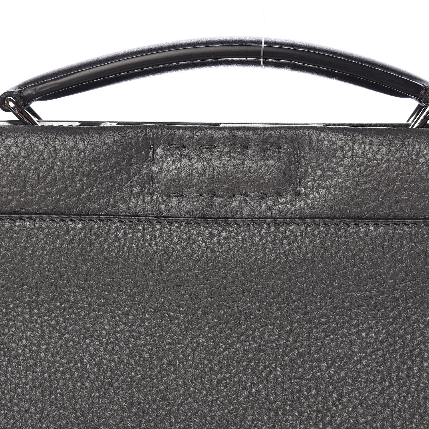 Fendi Calfskin FF Inlay Large Peekaboo Iconic Fit Satchel Asfalto 10 of 13