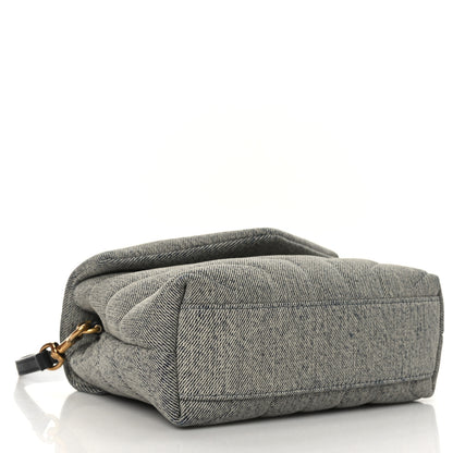 Saint Laurent Denim Y Quilted Monogram Toy Loulou Crossbody Bag Grey 4 of 10