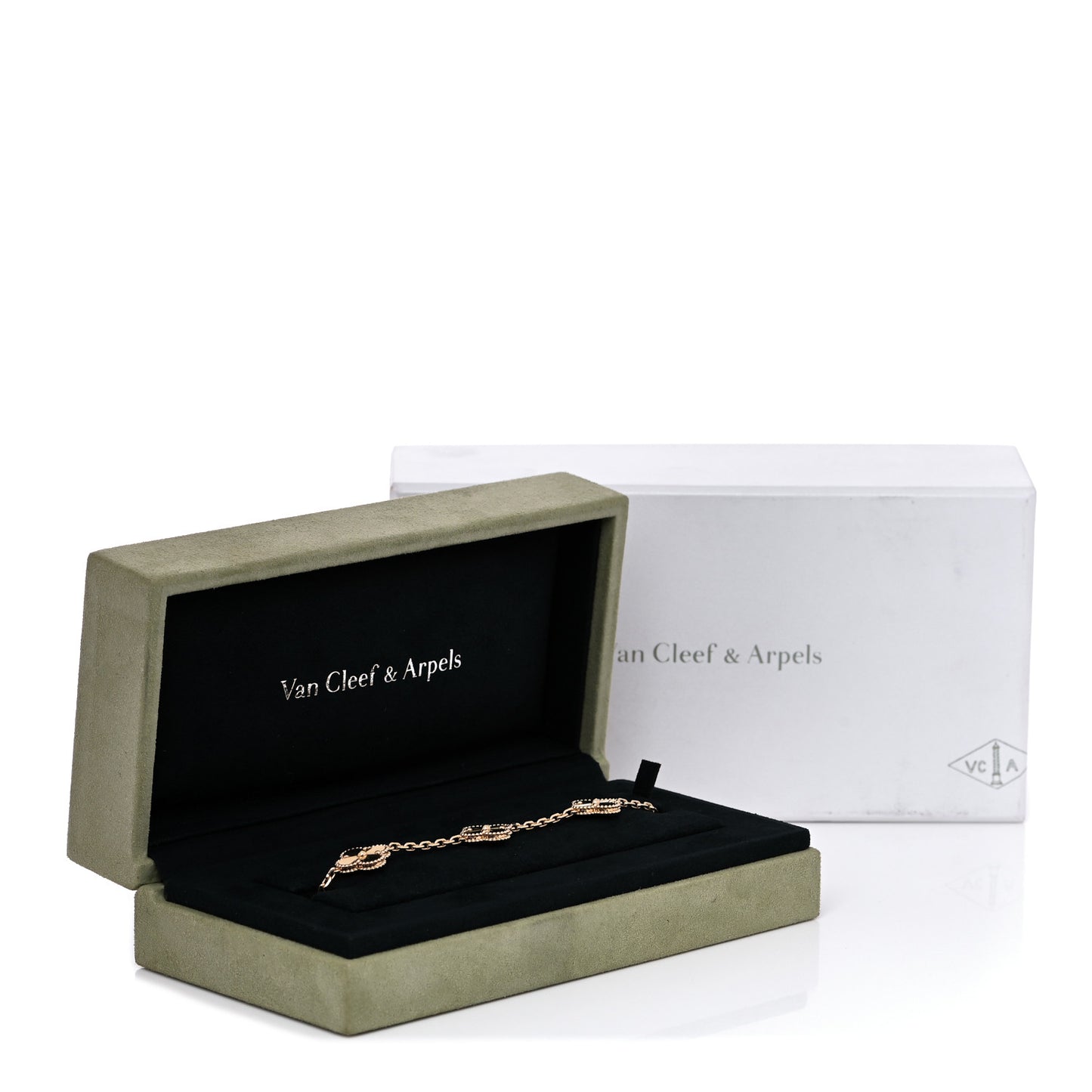 18K Yellow Gold 5 Motifs Guilloche Vintage Alhambra Bracelet