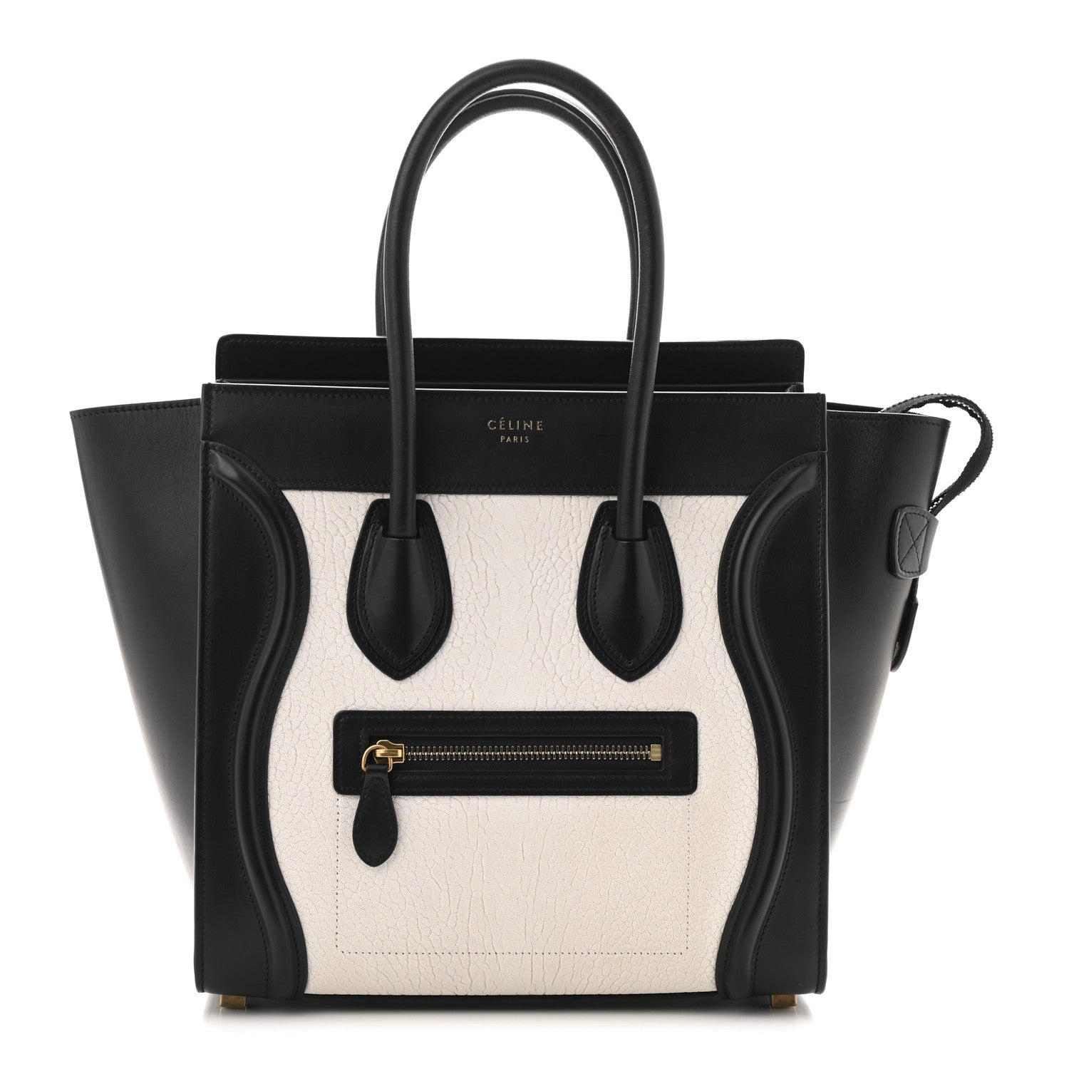 Celine Shrunken Lambskin Micro Bi-Color Luggage Black White 1 of 13