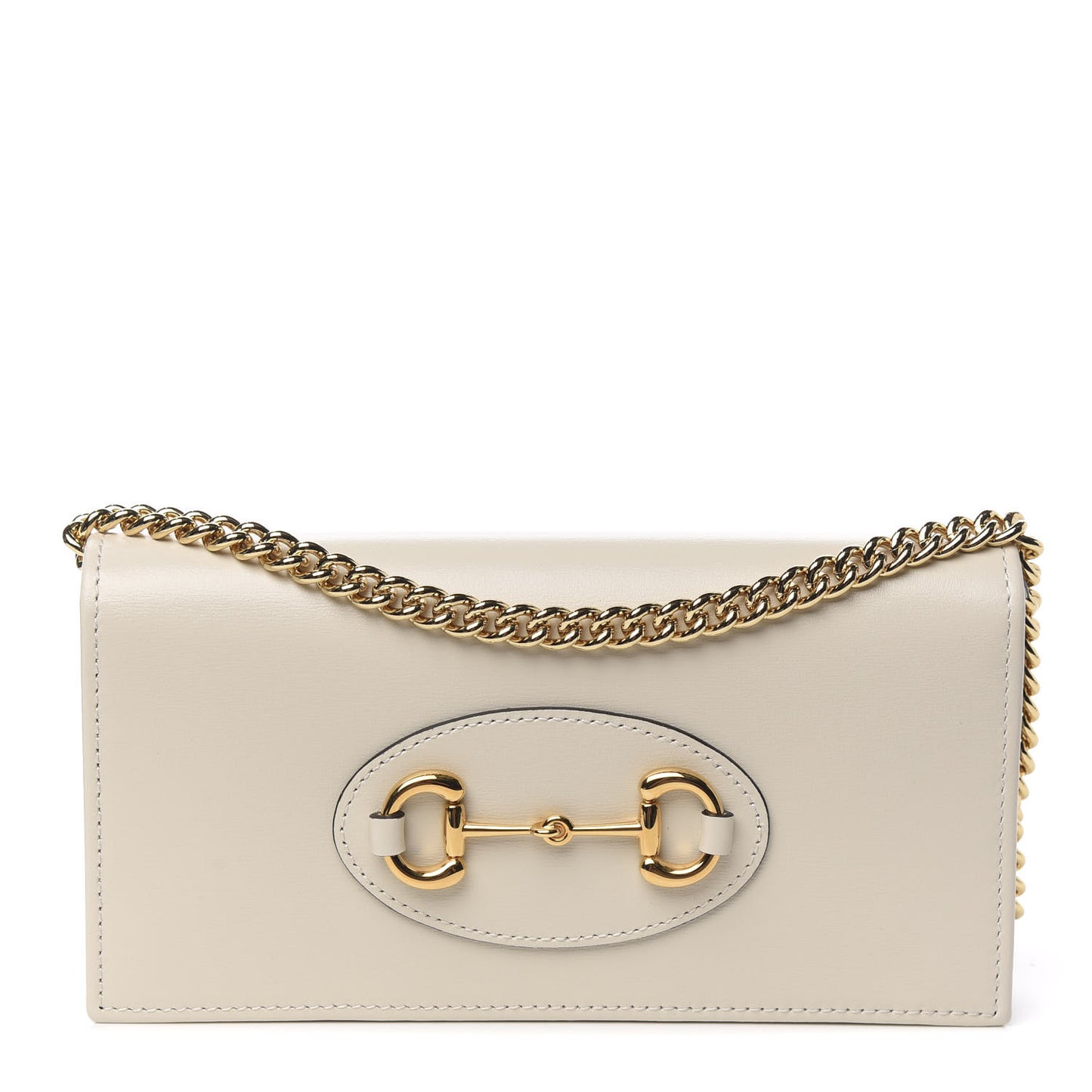 Boarded Plutone Calfskin Horsebit 1955 Wallet On Chain Mystic White