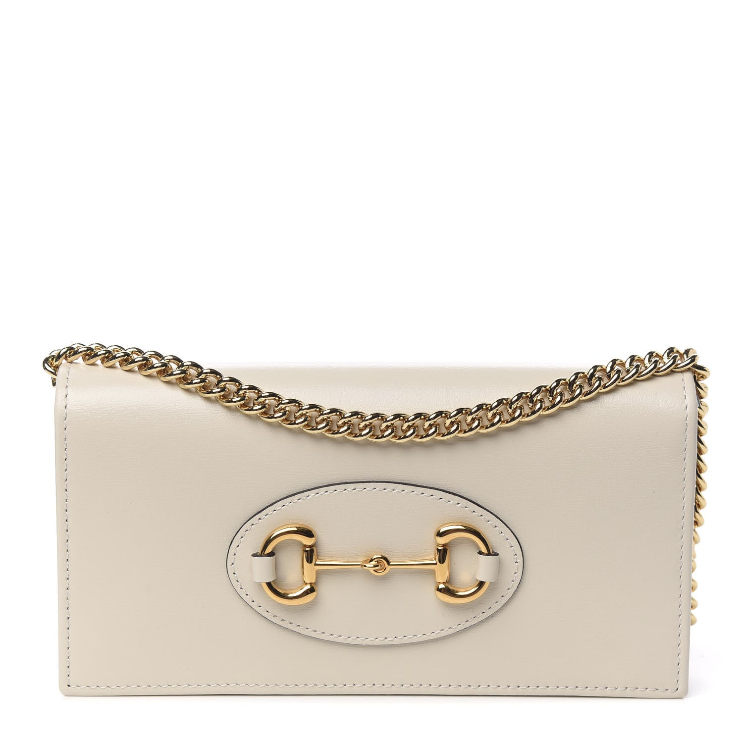 Gucci Boarded Plutone Calfskin Horsebit 1955 Wallet On Chain Mystic White 1 of 10