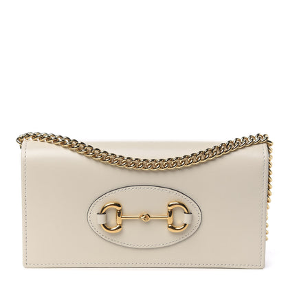Gucci Boarded Plutone Calfskin Horsebit 1955 Wallet On Chain Mystic White 1 of 10