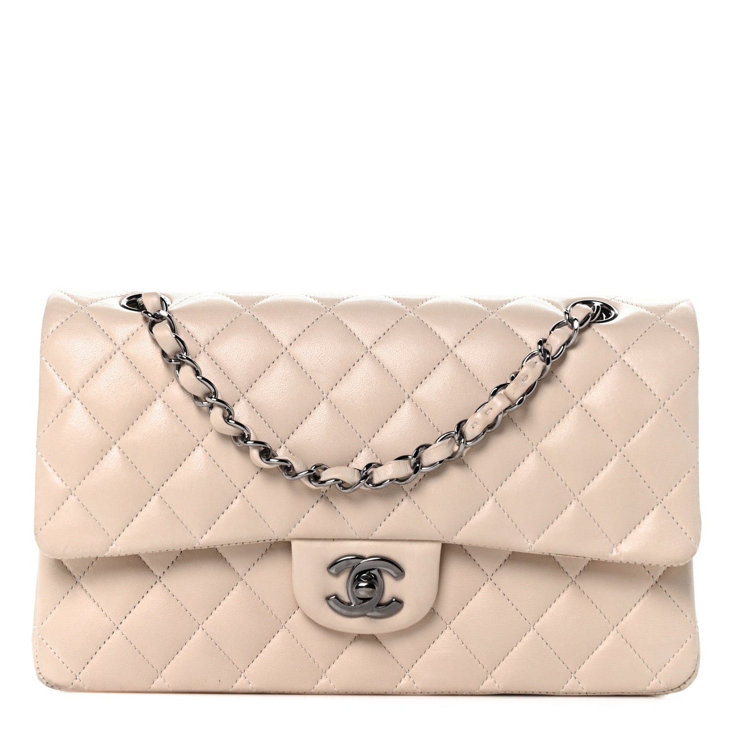 Chanel Lambskin Quilted Medium Double Flap Ivory 1 of 10