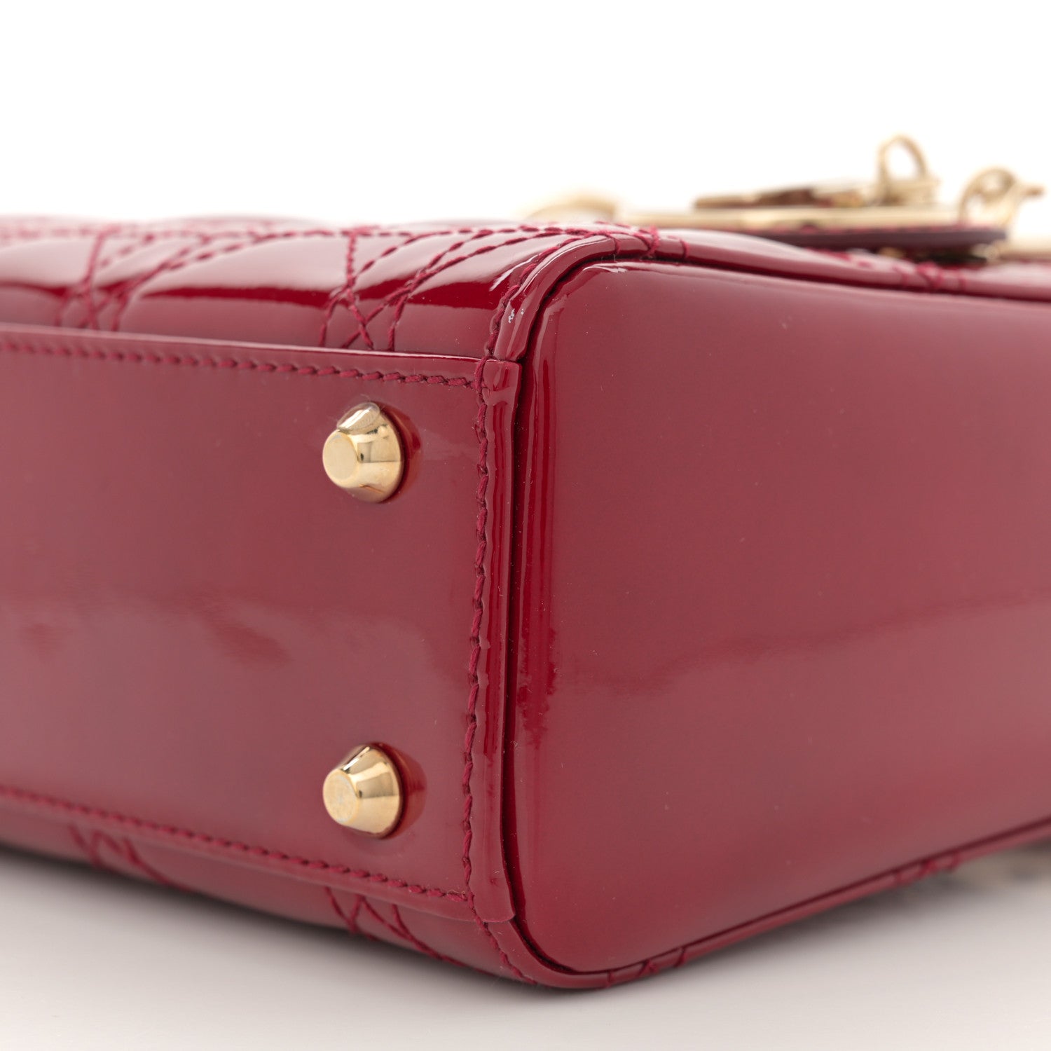 Christian Dior Patent Cannage Mini Lady Dior Red 10 of 11