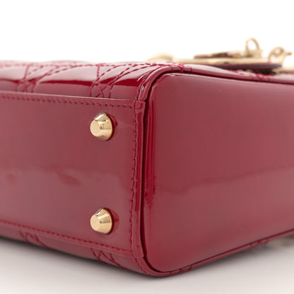 Christian Dior Patent Cannage Mini Lady Dior Red 10 of 11