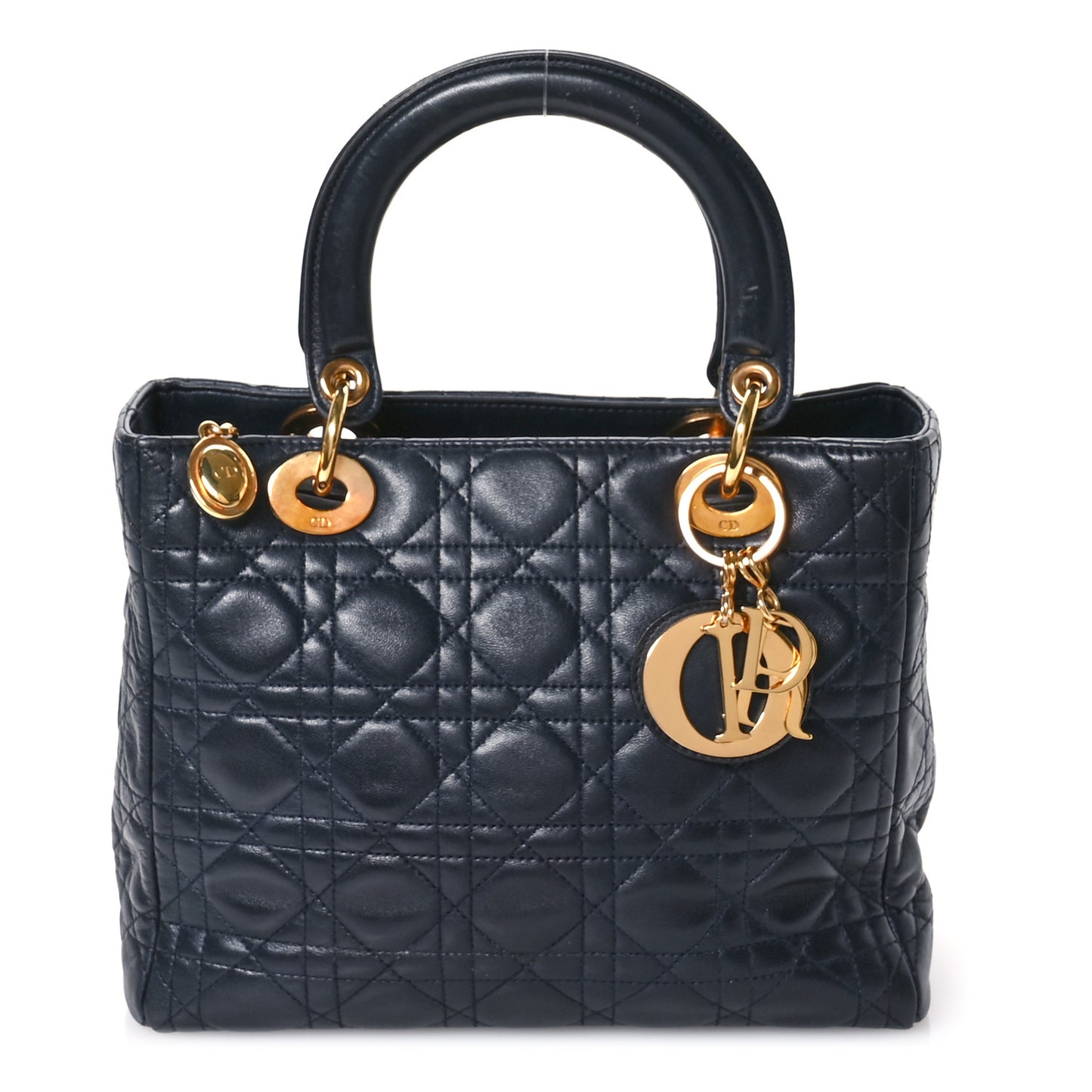 Lambskin Cannage Medium Lady Dior Navy Blue