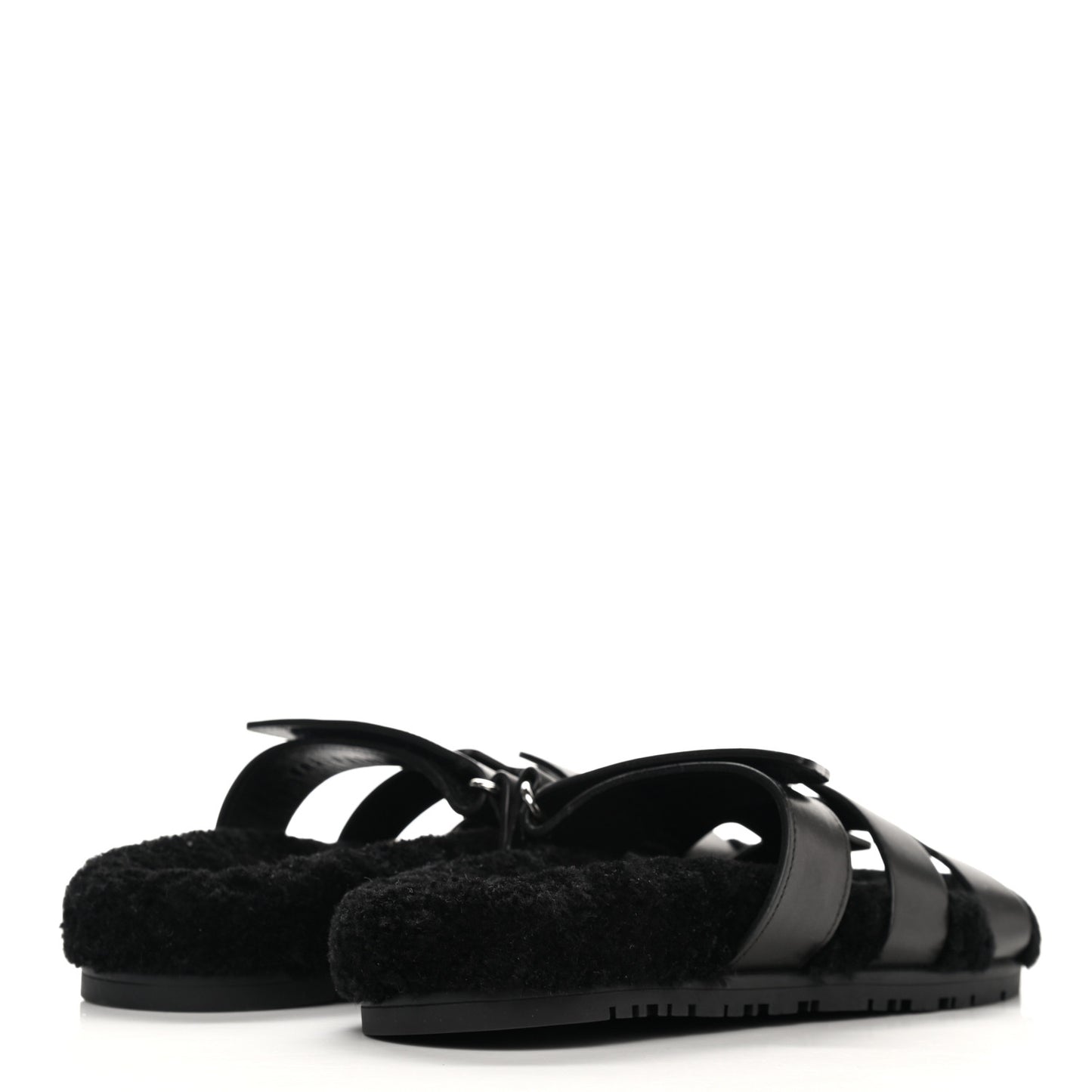 Calfskin Woolskin Womens Chypre Sandals 38 Black