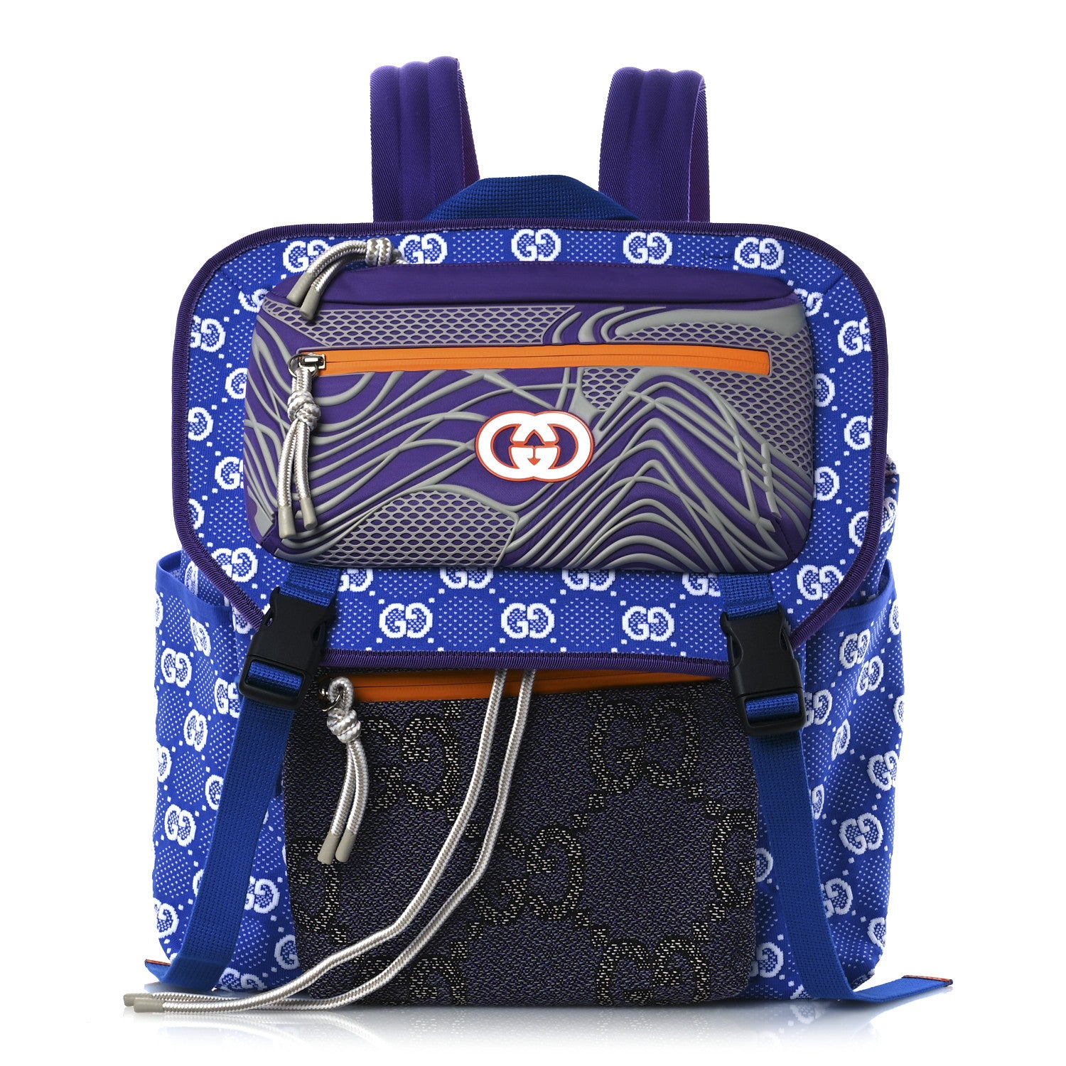 Gucci Jersey GG Monogram All Over Pan Sport Double Buckle Backpack  Blue Multicolor 1 of 12