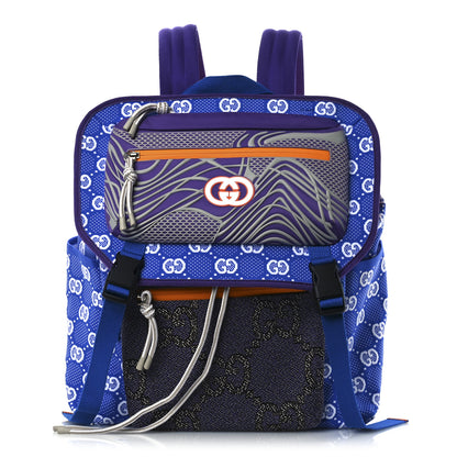 Gucci Jersey GG Monogram All Over Pan Sport Double Buckle Backpack  Blue Multicolor 1 of 12