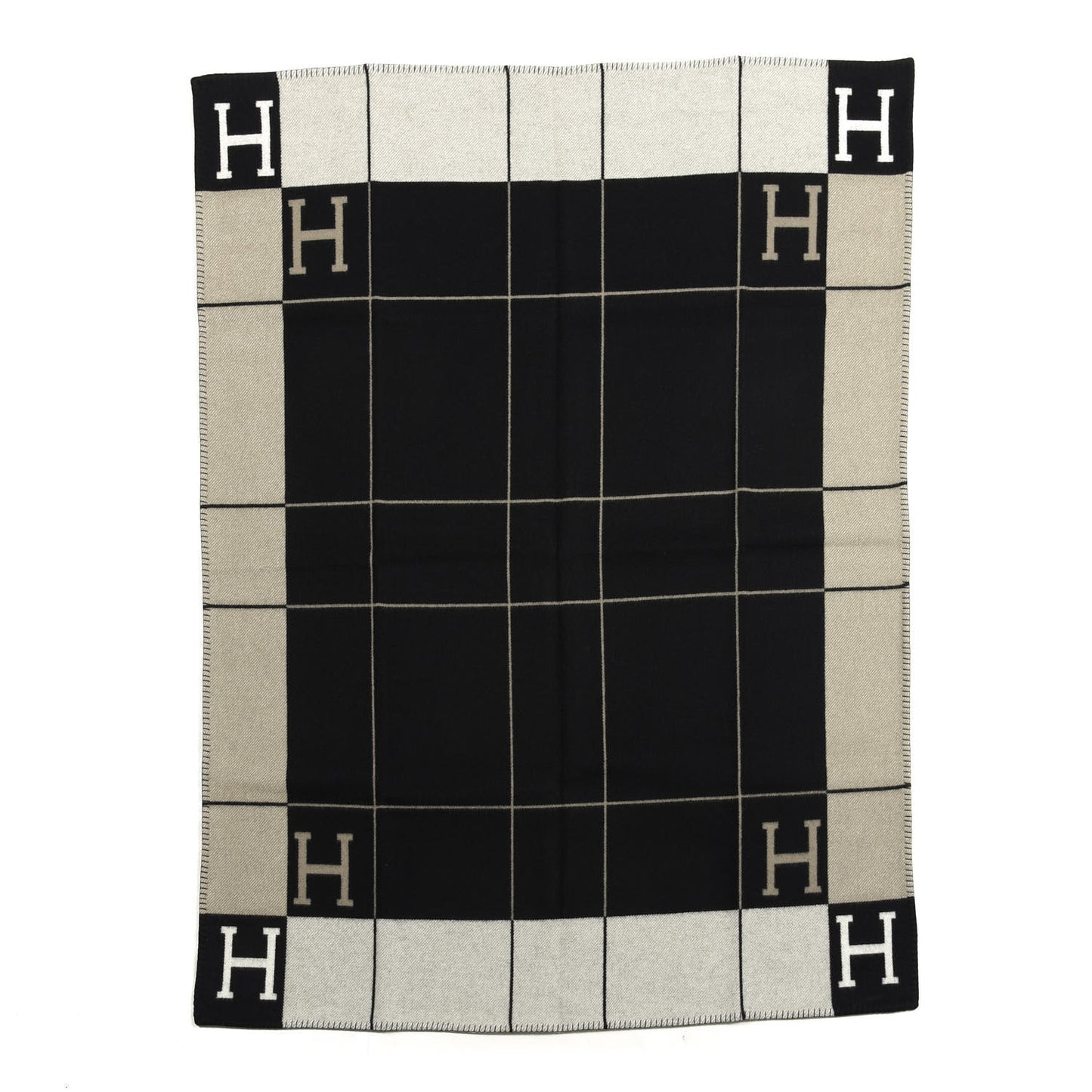 Wool Cashmere Avalon III Blanket Ecru Black