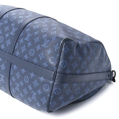 Louis Vuitton Calfskin Monogram Shadow Keepall Bandouliere 50 Navy 14 of 14