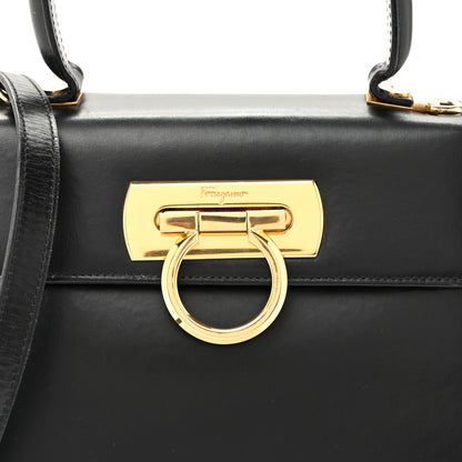 Salvatore Ferragamo Hammered Calfskin Small Iconic Top Handle Bag Black Black 7 of 11