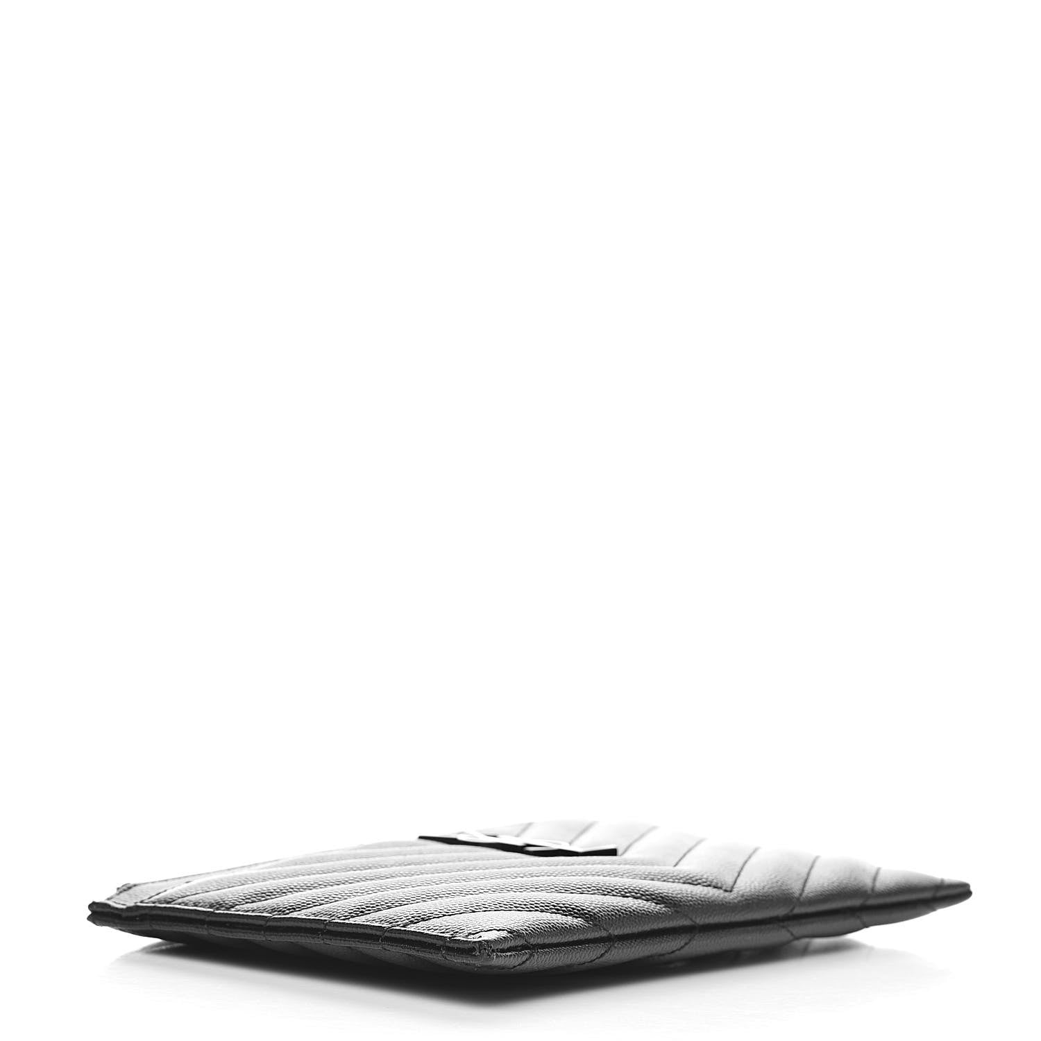 Saint Laurent Grain De Poudre Chevron Monogram Bill Pouch Black 4 of 8