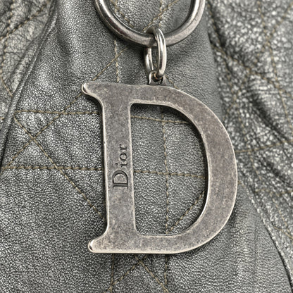 Christian Dior Metallic Lambskin Cannage Drawstring Bag Grey 16 of 21