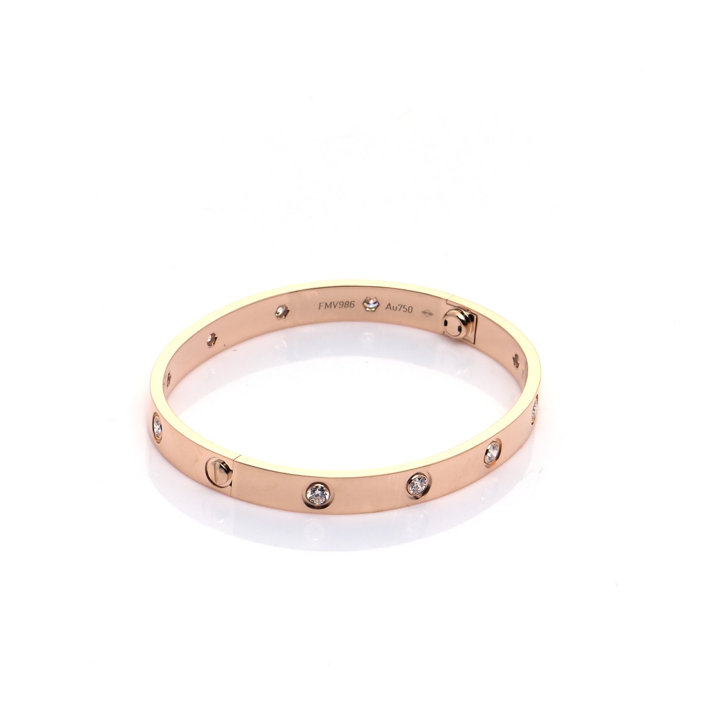 18K Pink Gold 10 Diamond LOVE Bracelet 17