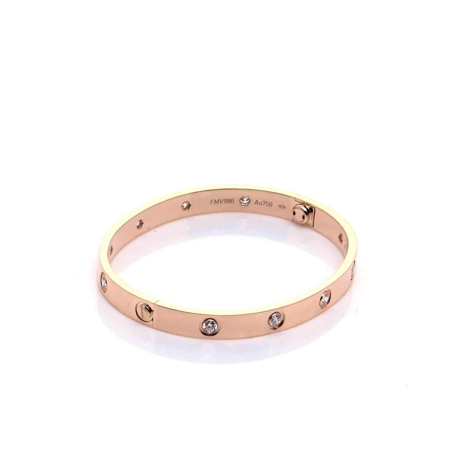 Cartier 18K Pink Gold 10 Diamond LOVE Bracelet 17 7 of 8