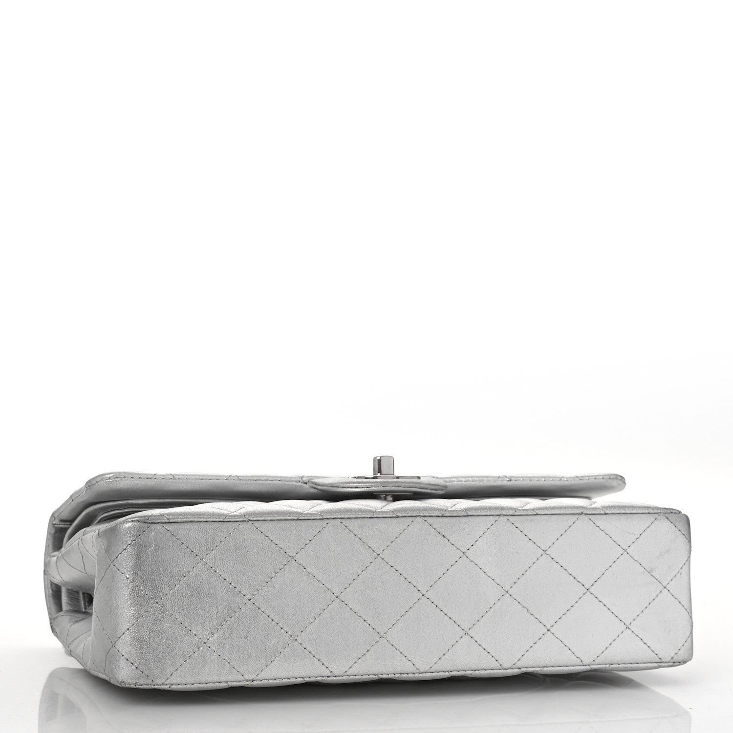 Chanel Metallic Lambskin Quilted Medium Double Flap Silver 4 of 12