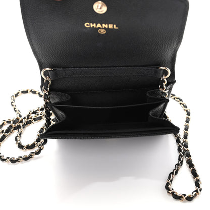 Chanel Caviar Quilted Vintage Mademoiselle Card Holder On Chain Black 5 of 11
