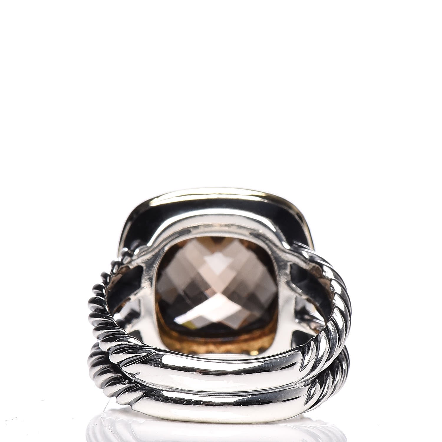 David Yurman Sterling Silver 18K Yellow Gold Diamond Smoky Quartz 11mm Albion Ring 54 6.75 4 of 5