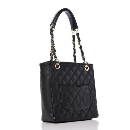 Chanel Caviar Quilted Petit Shopping Tote PST Black 3 of 10