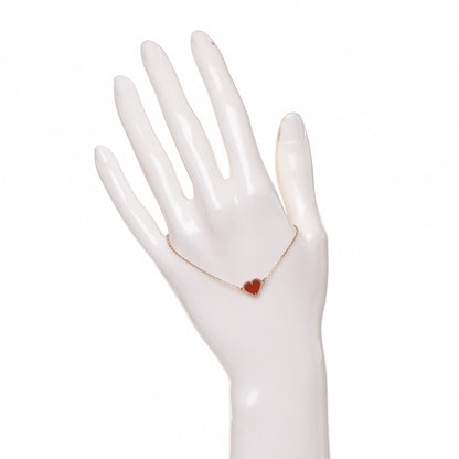Van Cleef & Arpels 18K Rose Gold Carnelian Sweet Alhambra Heart Bracelet 10 of 13