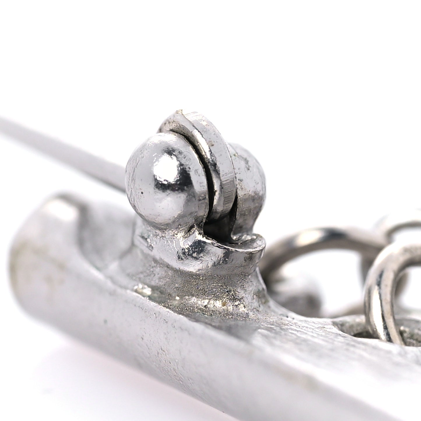 Crystal Chain Logo Brooch Silver