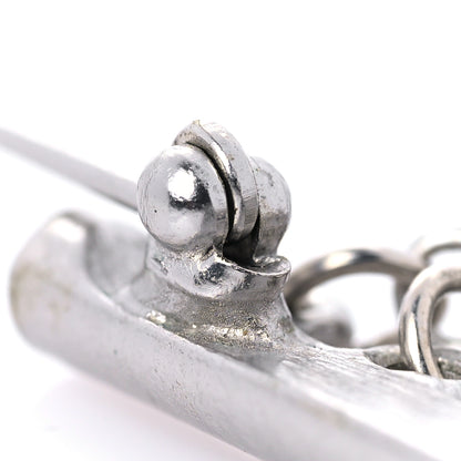 Chanel Crystal Chain Logo Brooch Silver 4 of 5