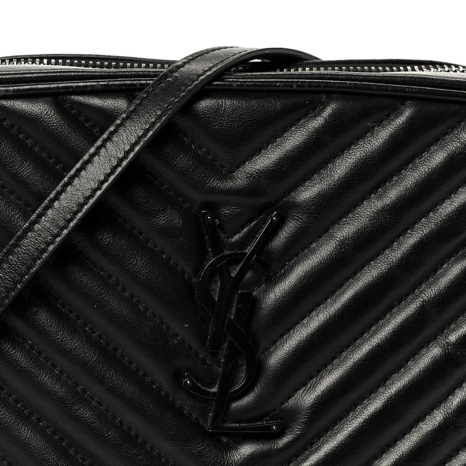 Saint Laurent Calfskin Matelasse Monogram Monochrome Lou Camera Bag Black 8 of 10