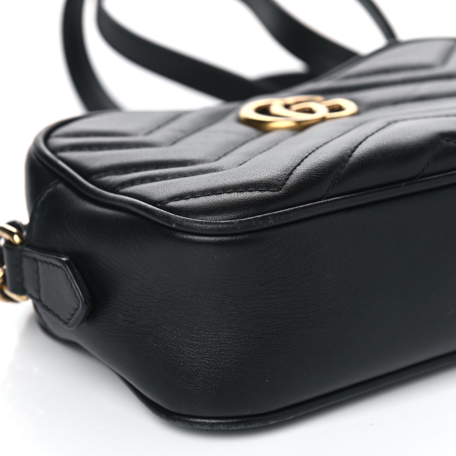 Gucci Calfskin Matelasse Mini GG Marmont Chain Shoulder Bag Black 7 of 14