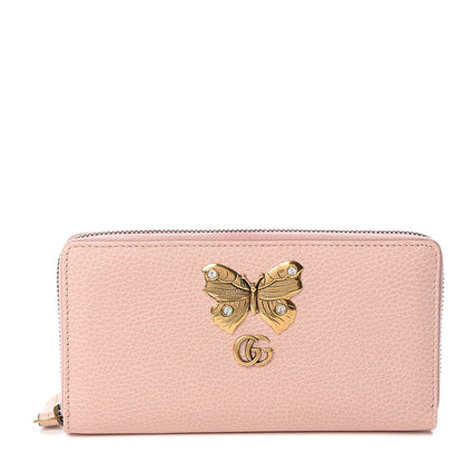 Gucci Calfskin Butterfly Farfalla Zip Around Wallet Perfect Pink 1 of 8