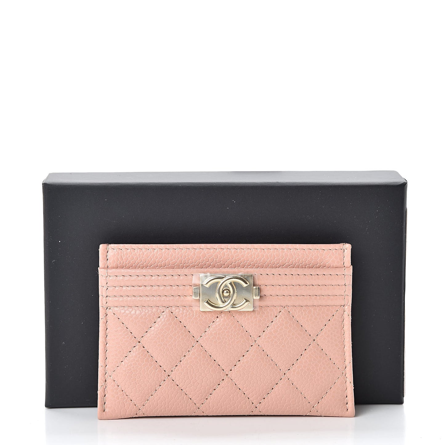 Caviar Quilted Boy Card Holder Light Pink