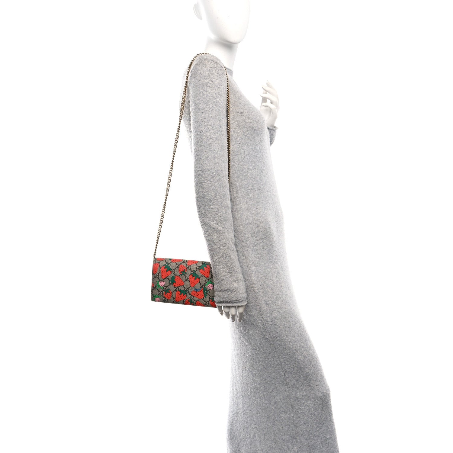 Gucci GG Supreme Monogram Strawberry Chain Wallet 1814969