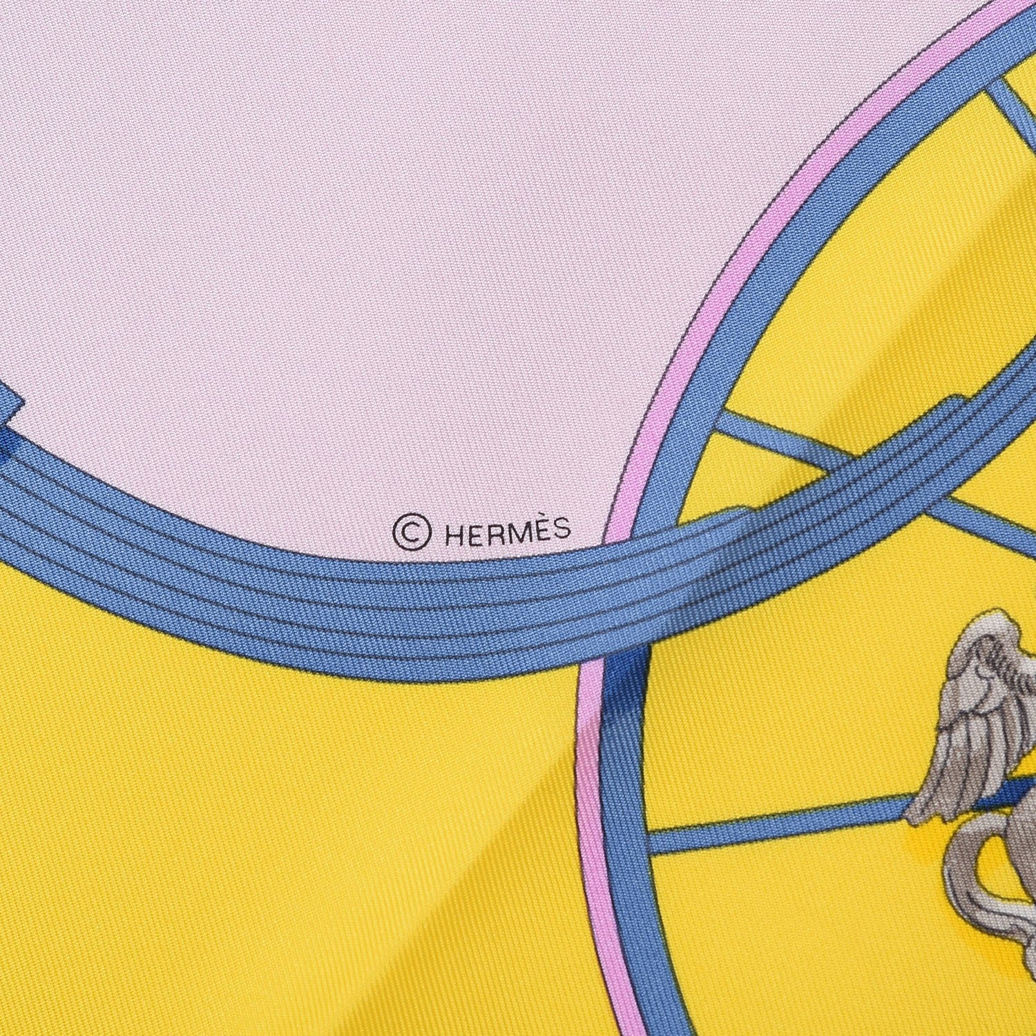 Hermes Silk Springs Scarf 90 Jaune Citron Parme Blanc 5 of 7