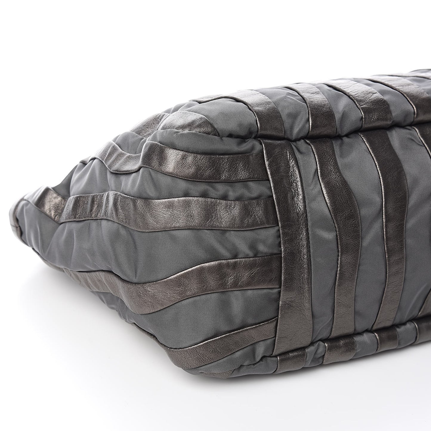 Metallic Nappa Tessuto Nylon Mordore Stripes Tote Grey