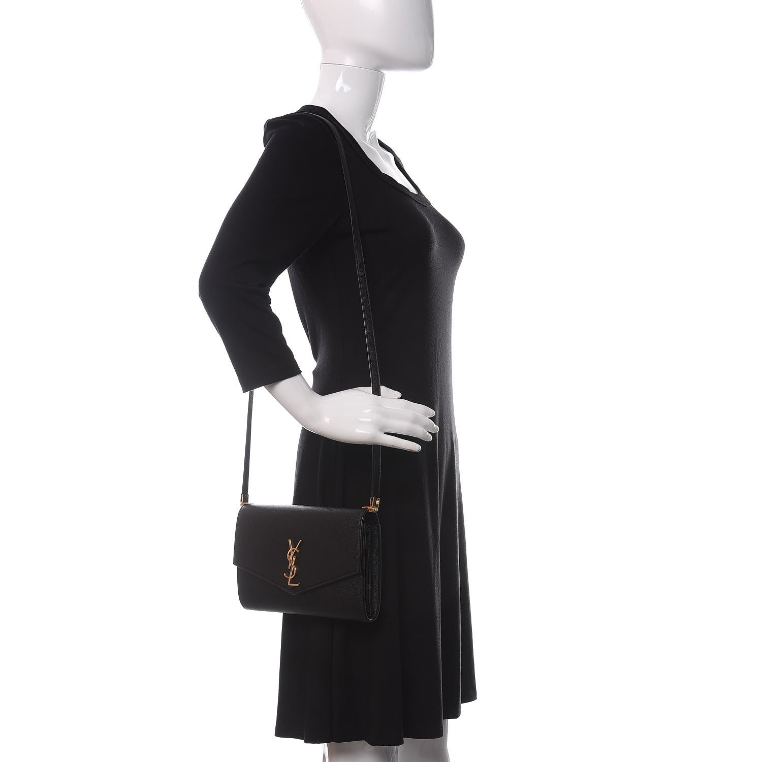 Saint Laurent Grain De Poudre Mini Uptown Crossbody Bag Black 2 of 10