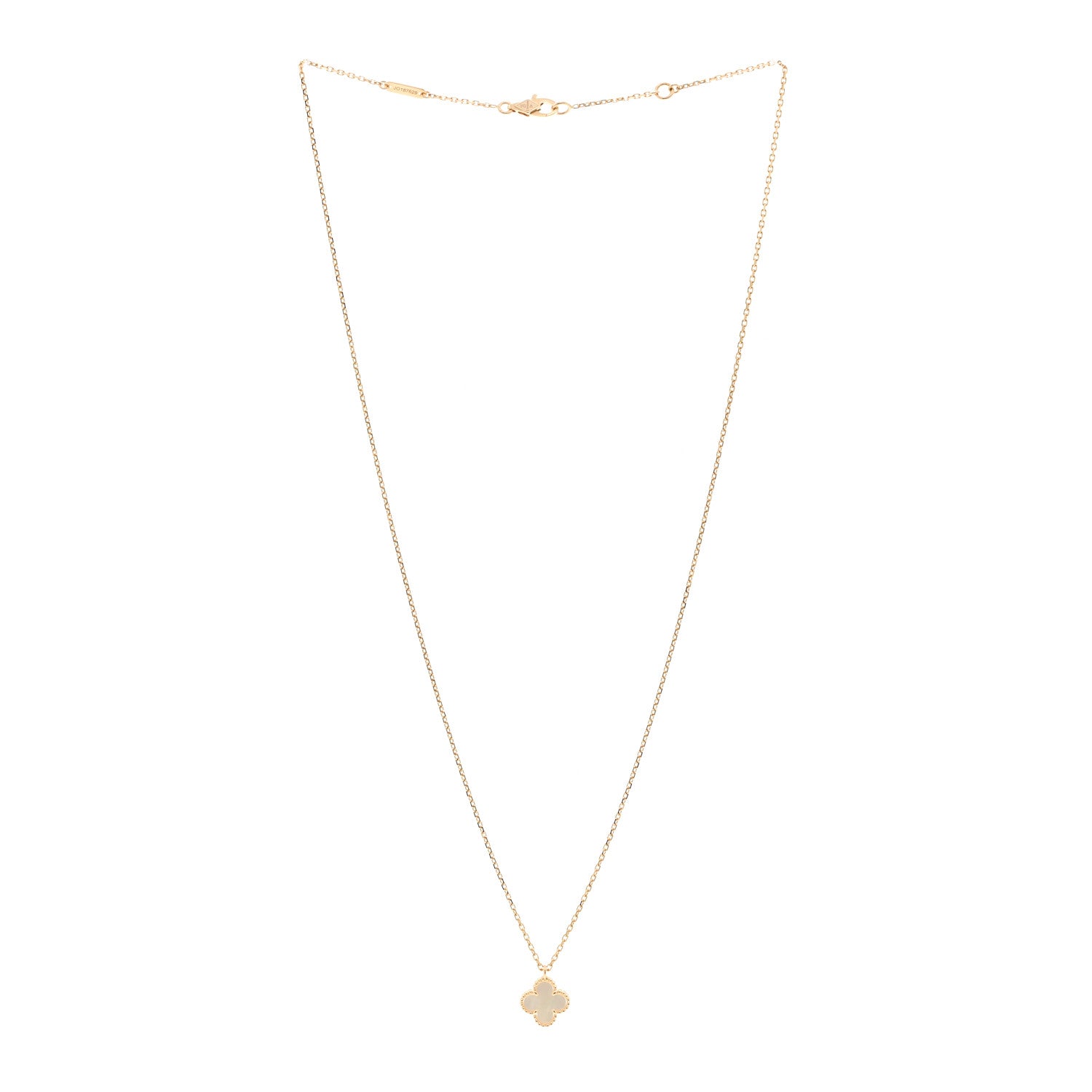 Van Cleef & Arpels 18K Yellow Gold Mother of Pearl Sweet Alhambra Pendant Necklace 3 of 5