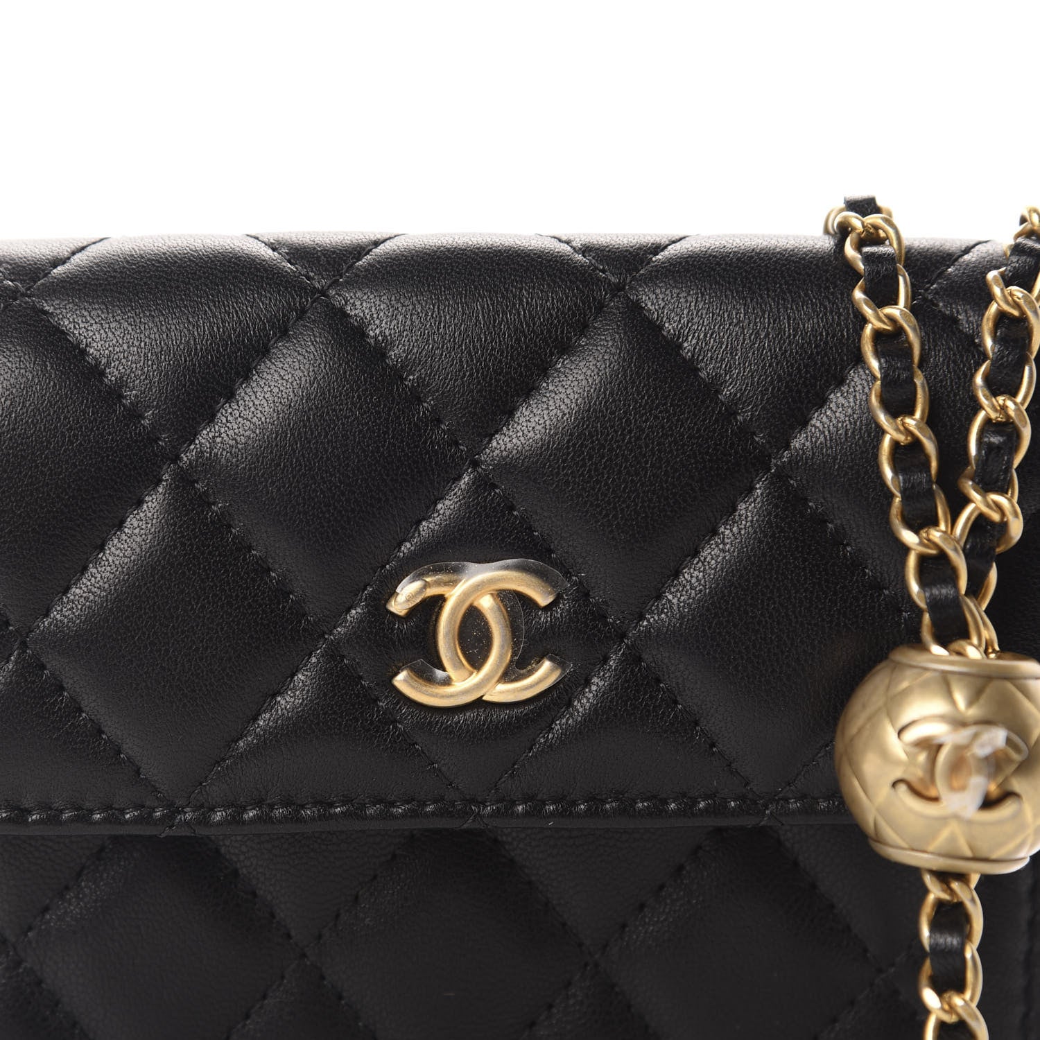 Chanel Lambskin Quilted Pearl Crush Clutch With Chain Black 11 of 12