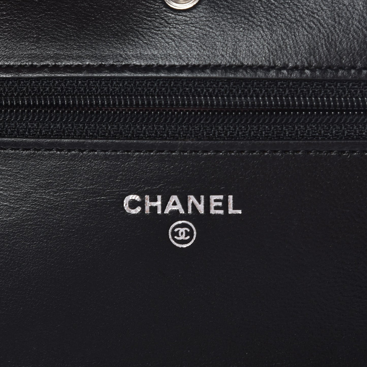 Lambskin Camellia Embossed Wallet on Chain WOC Black