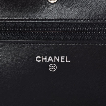 Chanel Lambskin Camellia Embossed Wallet on Chain WOC Black 8 of 10